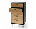 Foret Dresser Tallboy Lowboy Cabinet Bedroom Storage Chest 5 Drawers Wood Black