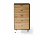 Foret Dresser Tallboy Lowboy Cabinet Bedroom Storage Chest 5 Drawers Wood Black