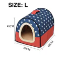 Pet Dog House Kennel Soft Igloo Beds Cave Cat Doggy Warm Cushion Fold L