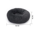 Warm Plush Round Donut Pet Dog Cat Beds Fur Cuddler Soft Puppy Calming Kennel