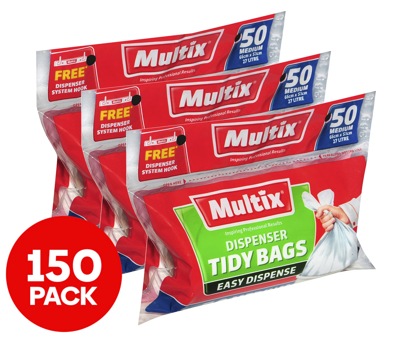 3 x 50pk Multix 27L Dispenser Tidy Bags