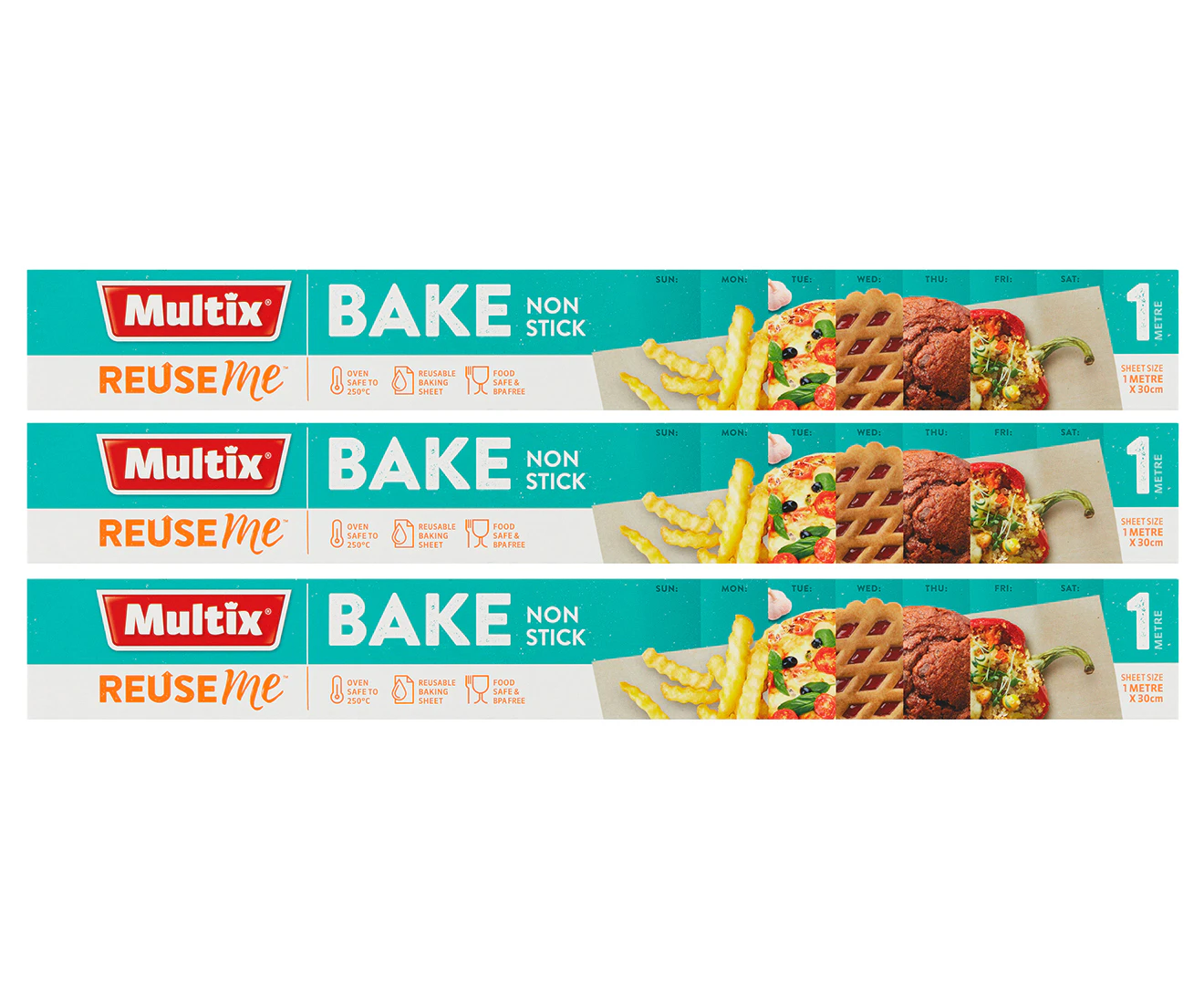 3 x Multix Reuse Me Baking Sheet 1m x 30cm