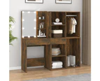 vidaXL LED Dressing Table with Cabinets Smoked Oak Engineered Wood
