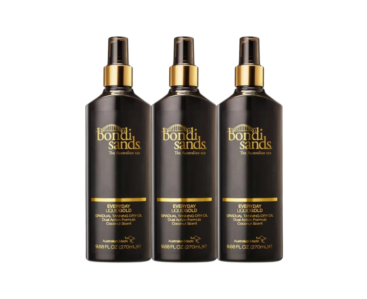 3 x Bondi Sands Liquid Gold Gradual Self Tanning Dry Oil 270mL