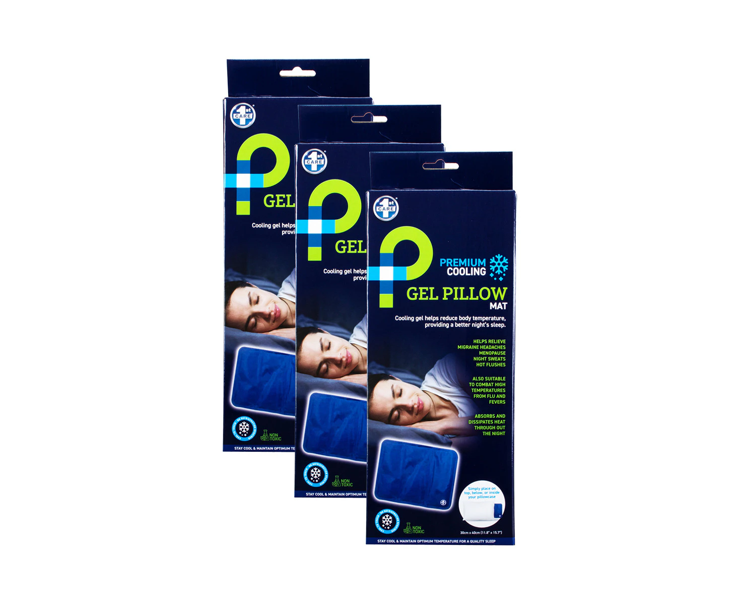 1st Care 12PCE Premium Cooling Gel Pillow Pads 40 x 30cm