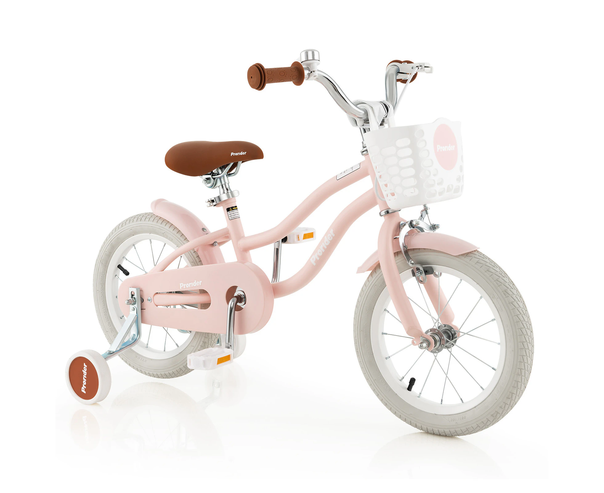 Costway 35.56cm  Bike Bicycle Ride-on w/Training Wheels& Basket&Adjustable Handlebar Seat, Girls Beginner Pink