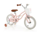 Costway 14" Kids Bike Bicycle Ride-on w/Training Wheels& Basket&Adjustable Handlebar Seat, Girls Beginner Pink