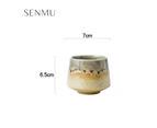 SENMU 2PK Coffee Espresso Mug 200ml Stoneware Reactive Glaze Light Brown
