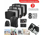 8Pcs Packing Cubes Travel Pouches Luggage Organiser Clothes Suitcase Storage Bag