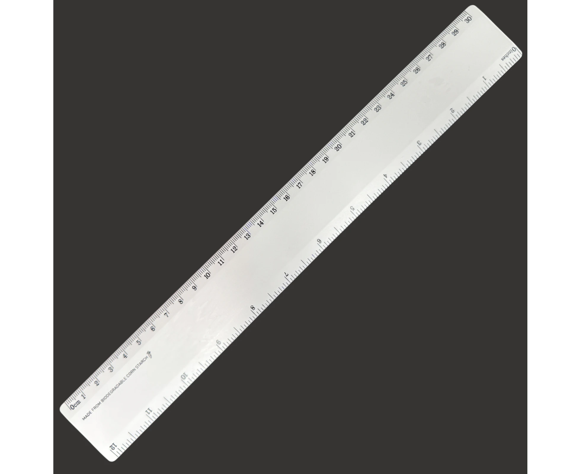 Bio Ruler 30cm Eco Friendly Biodegradable Corn Starch School Office - White