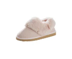 RIVERS - Womens Winter Slippers - Pink Shoes - Slip On - Faux Sheepskin Footwear - Marley - Fluffy - Closed Toe - Warm Fleece Lined - Moccasins - Pink
