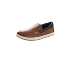 RIVERS - Mens Winter Casual Shoes - Loafers - Brown Slip On - Work Footwear - Carter - Stitch Detail Low Top - Contrast Panel - Classic Office Fashion - Brown
