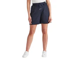 ROCKMANS - Womens Blue Shorts - Summer - Linen Clothing - Mid Thigh - High Waist - True Navy - Bermuda - Chino - Casual Work Wear - Comfort Fashion - Blue