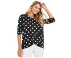 NONI B - Womens Tops -  Spot Twist Hem Knit Top - Black