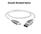 Cygnett Armoured Lightning to USB-A (2.0) Cable (1M) - White (CY4659PCCAL), 2.5A/12W,Braided,480Mbps Transfer,Fast Charge iPhone/iPad,MFi