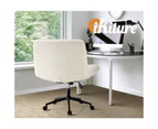 Oikiture Mid Back Armless Office Desk Chair Wide Seat with Wheels Sherpa White