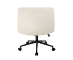 Oikiture Mid Back Armless Office Desk Chair Wide Seat with Wheels Sherpa White