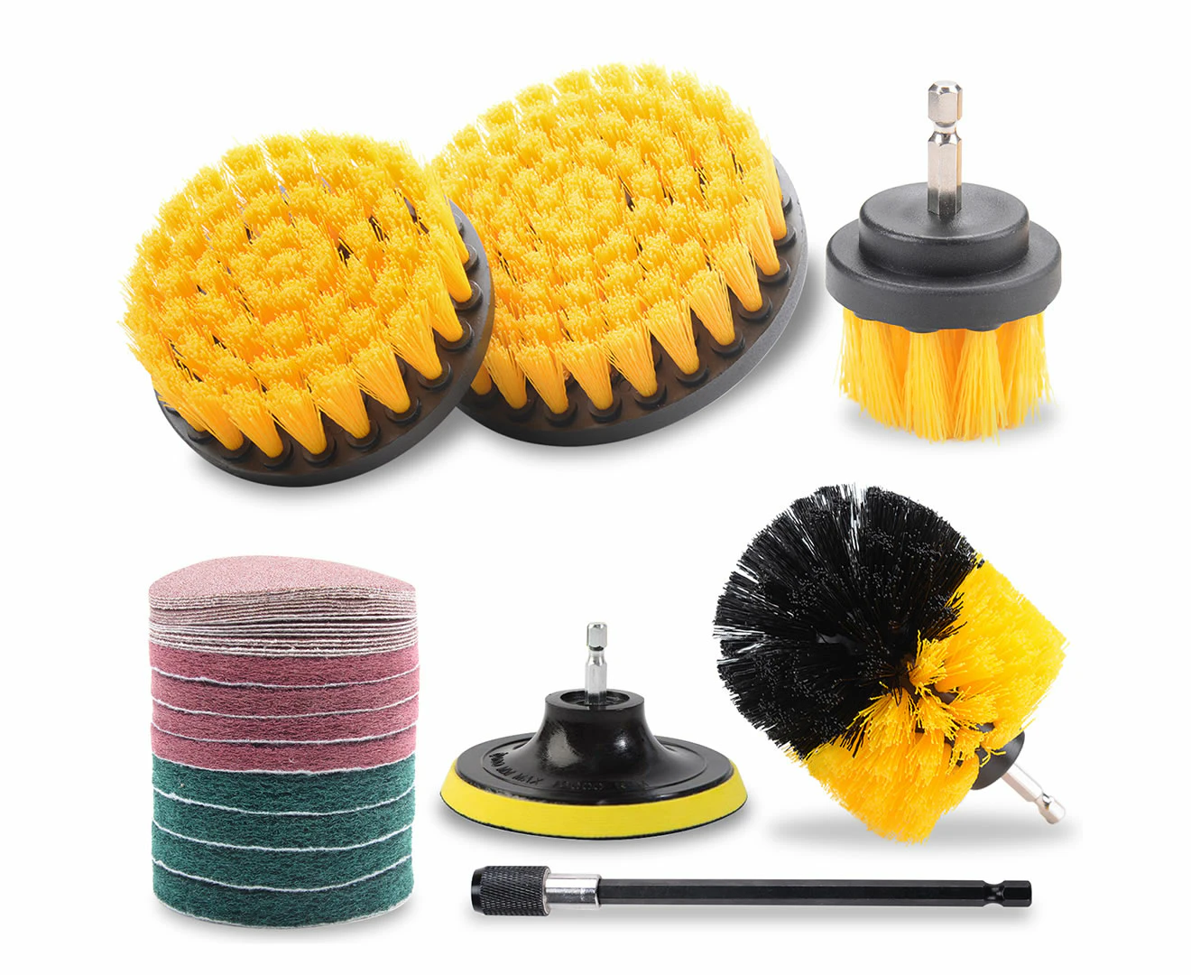 MasterSpec 30 PCS Drill Brush Scrub Pads & Sponge Scrubber Drill Brush Kit with Extend Holder