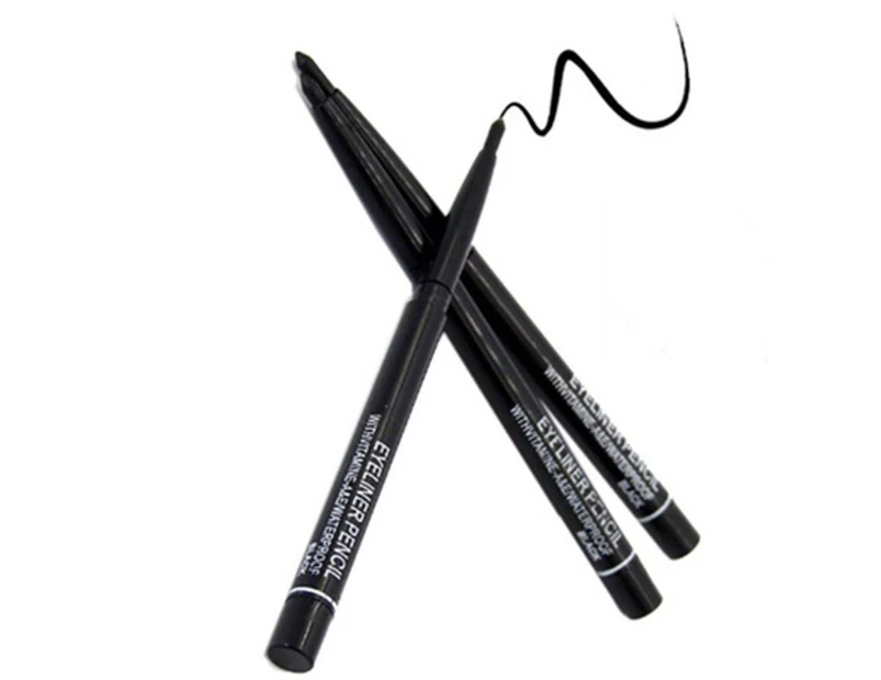 2 Pcs New Eyeliner Pencil Waterproof Retractable Twister Makeup Black Eye Liner Twist