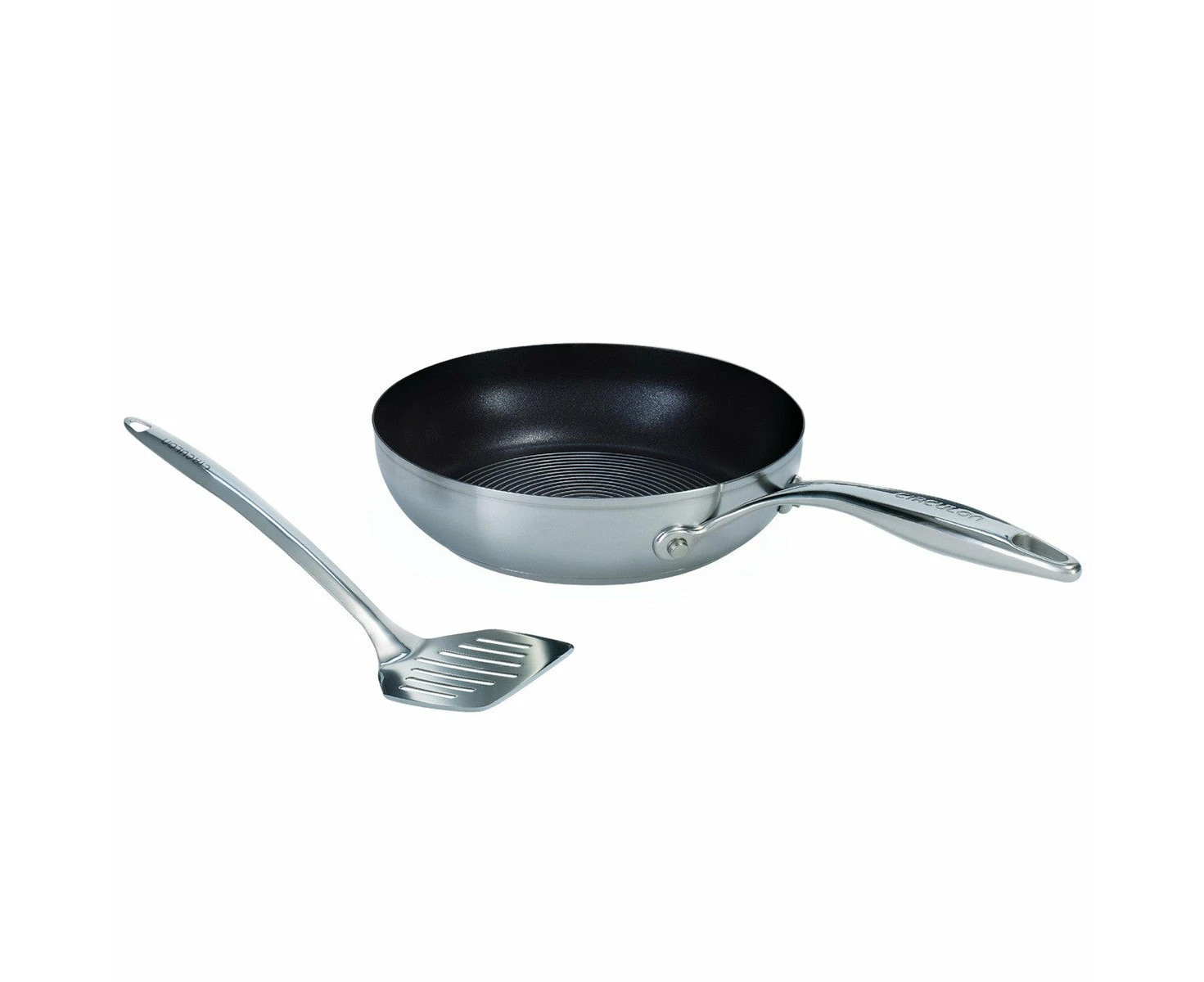 Circulon SteelShield Nonstick Stainless Steel S-Series 24cm Frypan + Slotted Turner