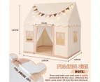 Kids Play Tent Playhouse Childrens Princess Castle Indoor Outdoor with Mat Star Lights Banner 1 Door 3 Windows Toys Boys Girls House Cottage