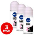 3 x Nivea Black & White Invisible Clear Roll-On Deodorant 50mL