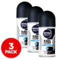 3 x Nivea Men Black & White Invisible Roll-On Deodorant Fresh 50mL
