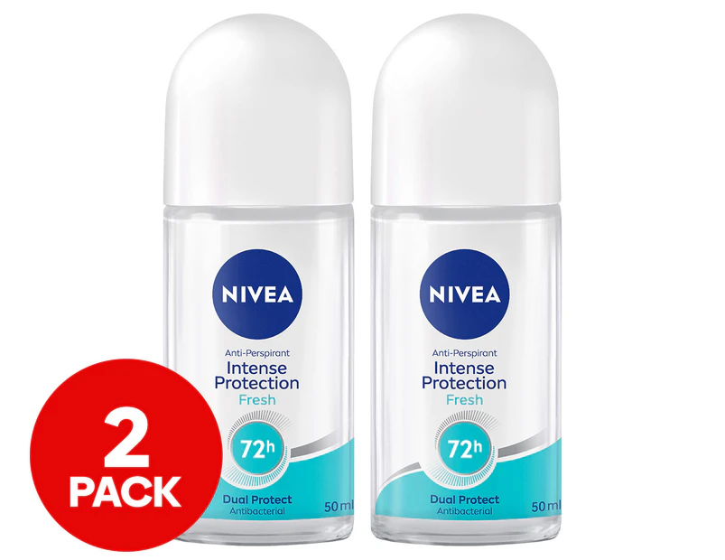 2 x Nivea Intense Protection Fresh Roll-On Deodorant 50mL