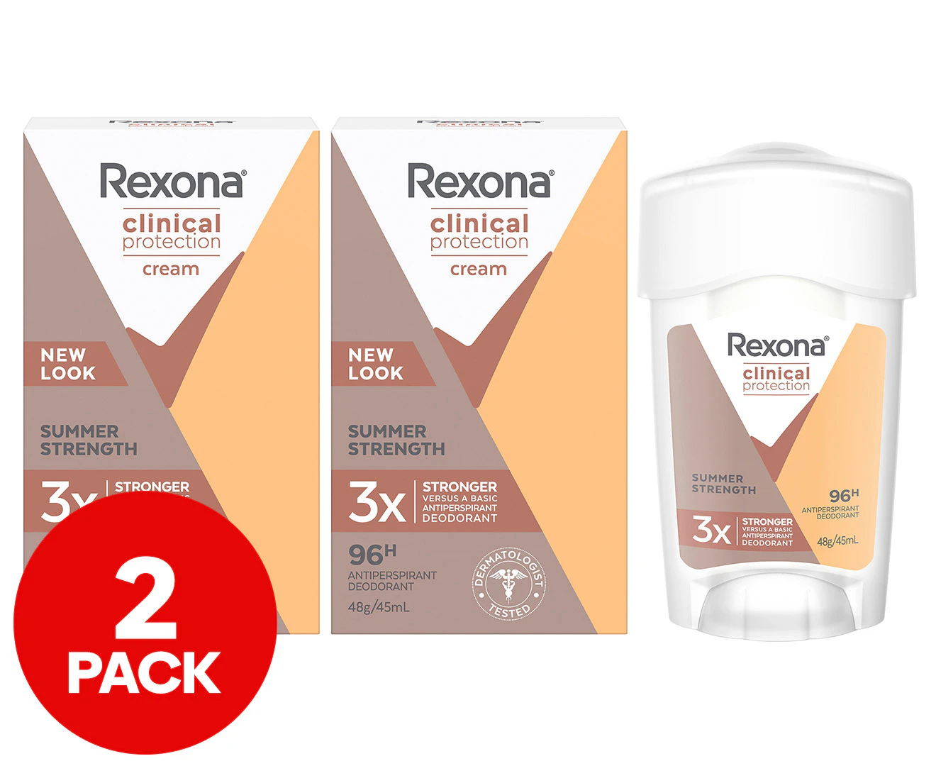 2 x Rexona Clinical Protection Antiperspirant Deodorant Summer Strength 48g