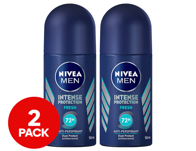 2 x Nivea Men Intense Protection Fresh Roll-On Deodorant 50mL