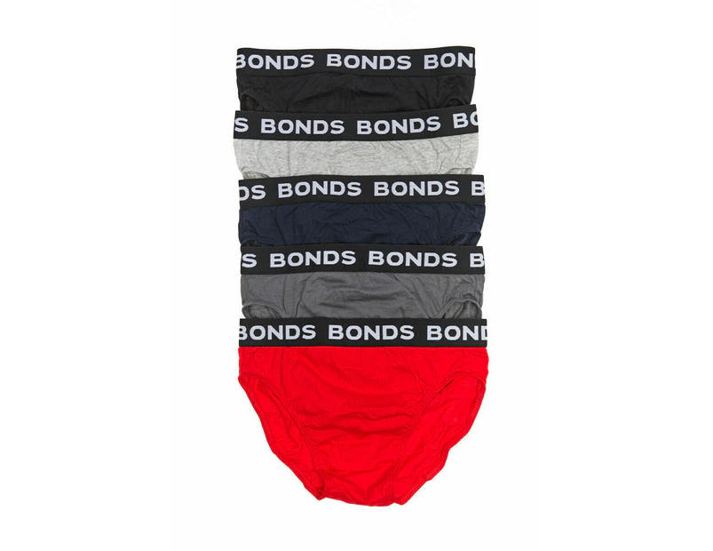 Bonds Mens 5 Pairs Hipster Cotton Underwear Mens Briefs Pairs Black S M L Xl Xxl Cotton - 5 Pack with RED