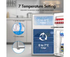 Bar Fridge, 102L Mini Fridge Freezer, Independent Temperature Control, Dual Doors, and Ample Storage - Ideal for Home, Office, and Commercial Use in Silver