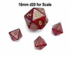 Chessex D8 Dice Glitter Mini Polyhedral Ruby/gold D8