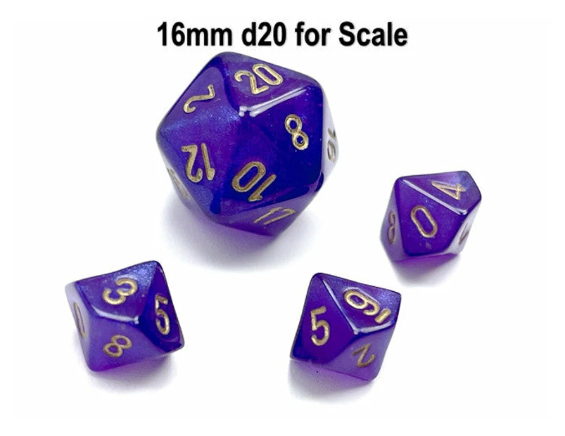Chessex D10 Dice Borealis Mini Polyhedral Royal Purple/gold Luminary D10