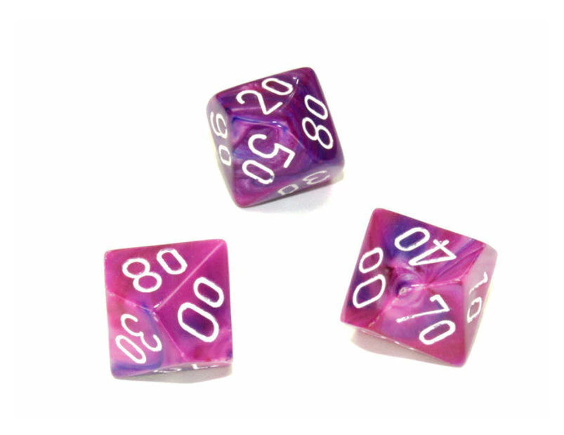 Chessex Tens 10 Dice Festive Polyhedral Violet/white Tens 10