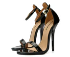 Women’s Heeled Dress Sandals Open Toe Ankle Strap High Stiletto Wedding Party Pump Shoes-black