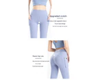 Women's Yoga Pant Tummy Control High Waist Running Leggings with Pocket-Misty Blue