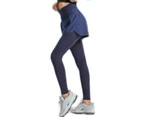 Women's Workout Pants Tummy Control High Waist Workout Leggings with Pocket-dark blue