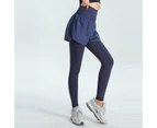 Women's Workout Pants Tummy Control High Waist Workout Leggings with Pocket-dark blue