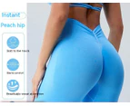 V Back Scrunch Butt Leggings for Women Soft High Waisted Booty Tights Workout Gym Yoga Pants-Dutch Blue
