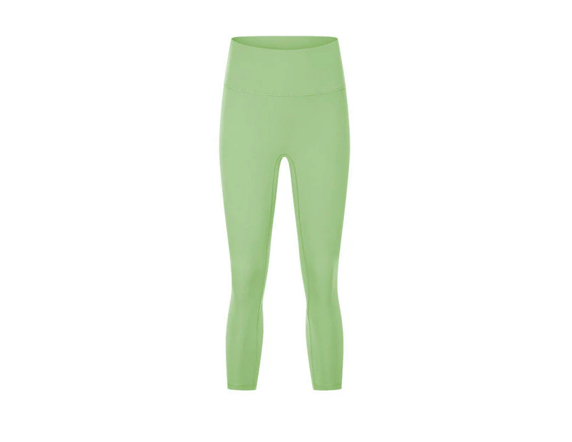 High Waisted Capri Leggings for Women - Soft Slim Yoga Pants with Pockets for Running Workout-grass green