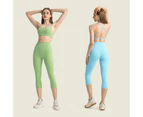 High Waisted Capri Leggings for Women - Soft Slim Yoga Pants with Pockets for Running Workout-Coral powder