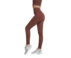 Leggings for Women - High Waisted Tummy Control Soft Yoga Pants for Workout Running-brown