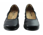 Flex & Go Akiko Womens Leather Ballet Flats Shoes Made In Portugal - Black