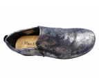 Flex & Go Hiedi Womens Comfortable Leather Shoes Made In Portugal - Navy
