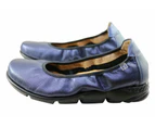 Flex & Go Akiko Womens Leather Ballet Flats Shoes Made In Portugal - Navy