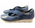Flex & Go Amorette Womens Comfortable Leather Shoes Made In Portugal - Navy