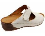 Orizonte Elba Womens European Comfortable Leather Slides Sandals - White