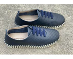 Bottero Hollie Womens Comfortable Leather Casual Shoes Made In Brazil - Navy