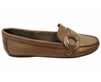 Via Paula Gena Womens Comfortable Brazilian Leather Shoes Loafers - Taupe